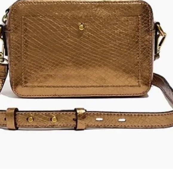 Madewell Bronze Metallic Snake Embossed Leather  Edition Transport Camera Bag - Picture 2 of 11